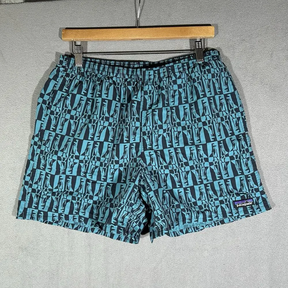 Patagonia Swim Baggies Shorts Trunks Men's Medium Blue Aztec Lined 4.5